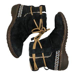 UGG Australia Cove 5178 Womens Black Leather Suede Sheepskin Winter Boots